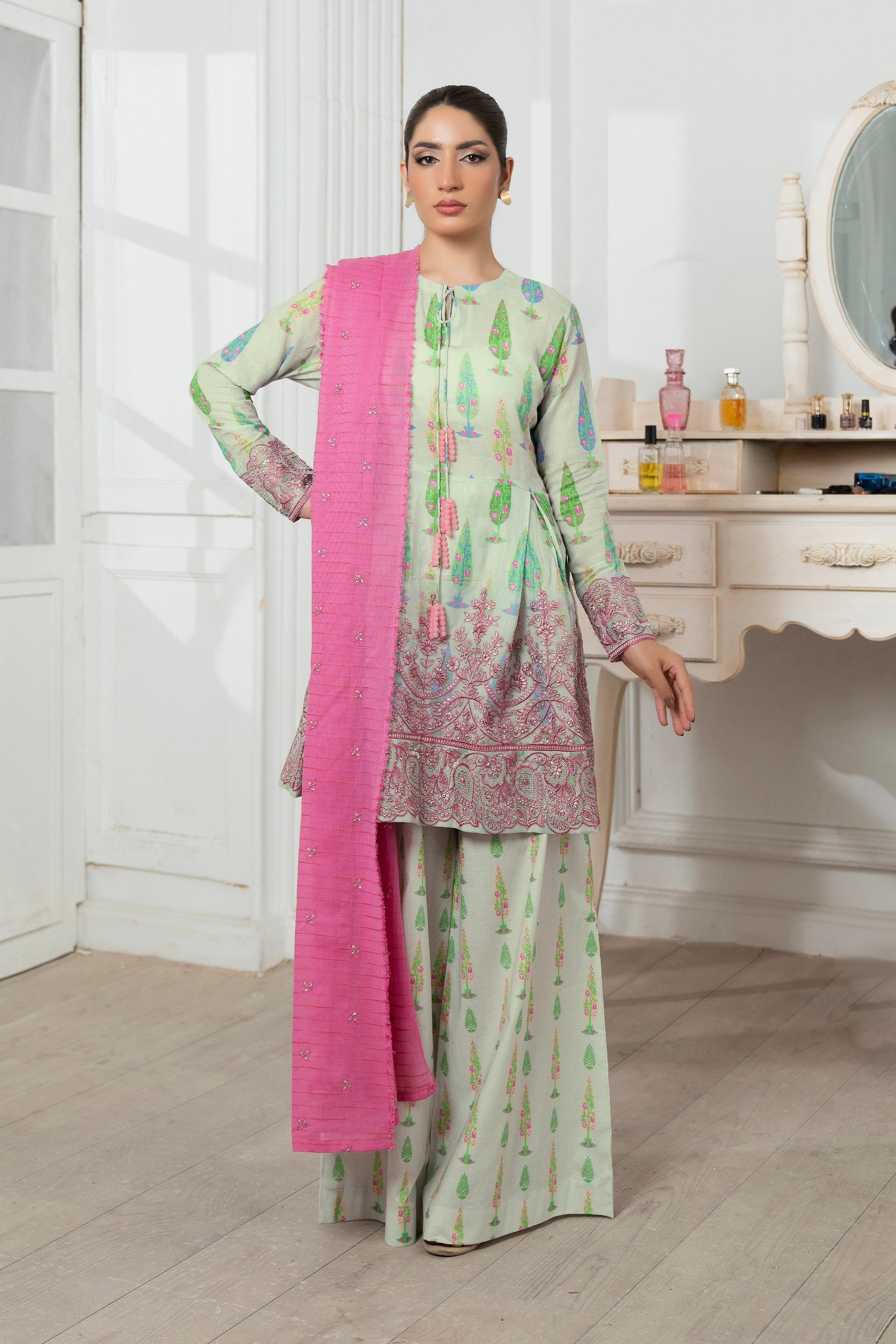 3 Piece Unstitched Pastel Grey Premium Emb Jacquard Lawn