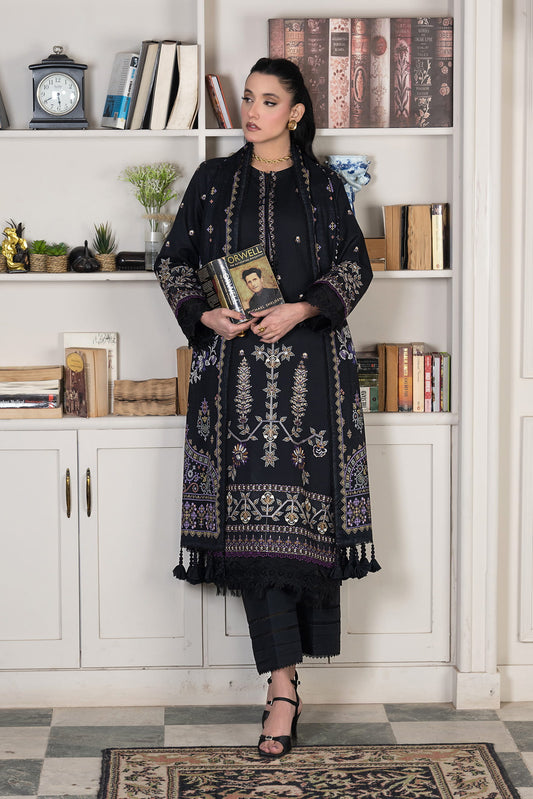 3 Piece Unstitched Black Luxury Embroidered Lawn
