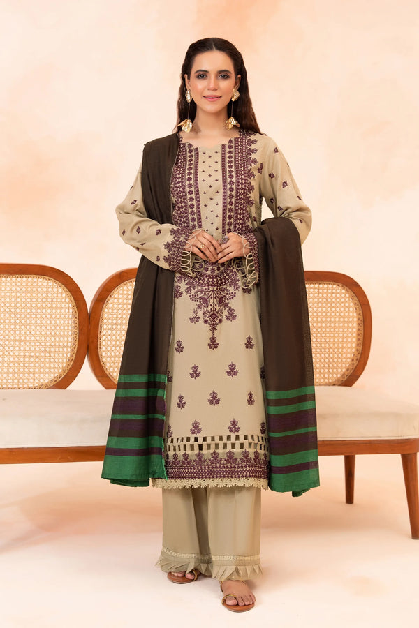 3 Piece Unstitched Burlywood Premium Emb Jacquard Lawn