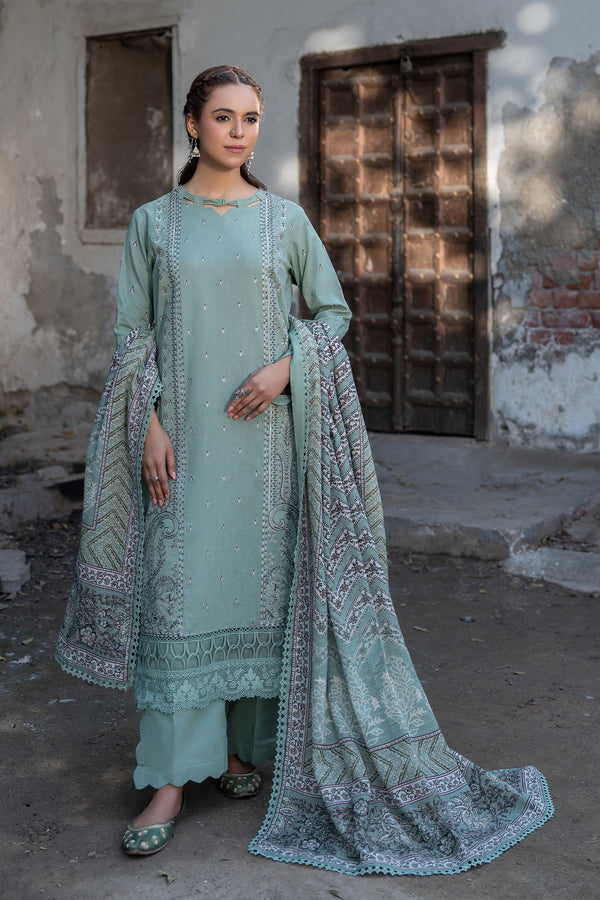 3 Piece Unstitched Cadet Gray Premium Emb Lawn