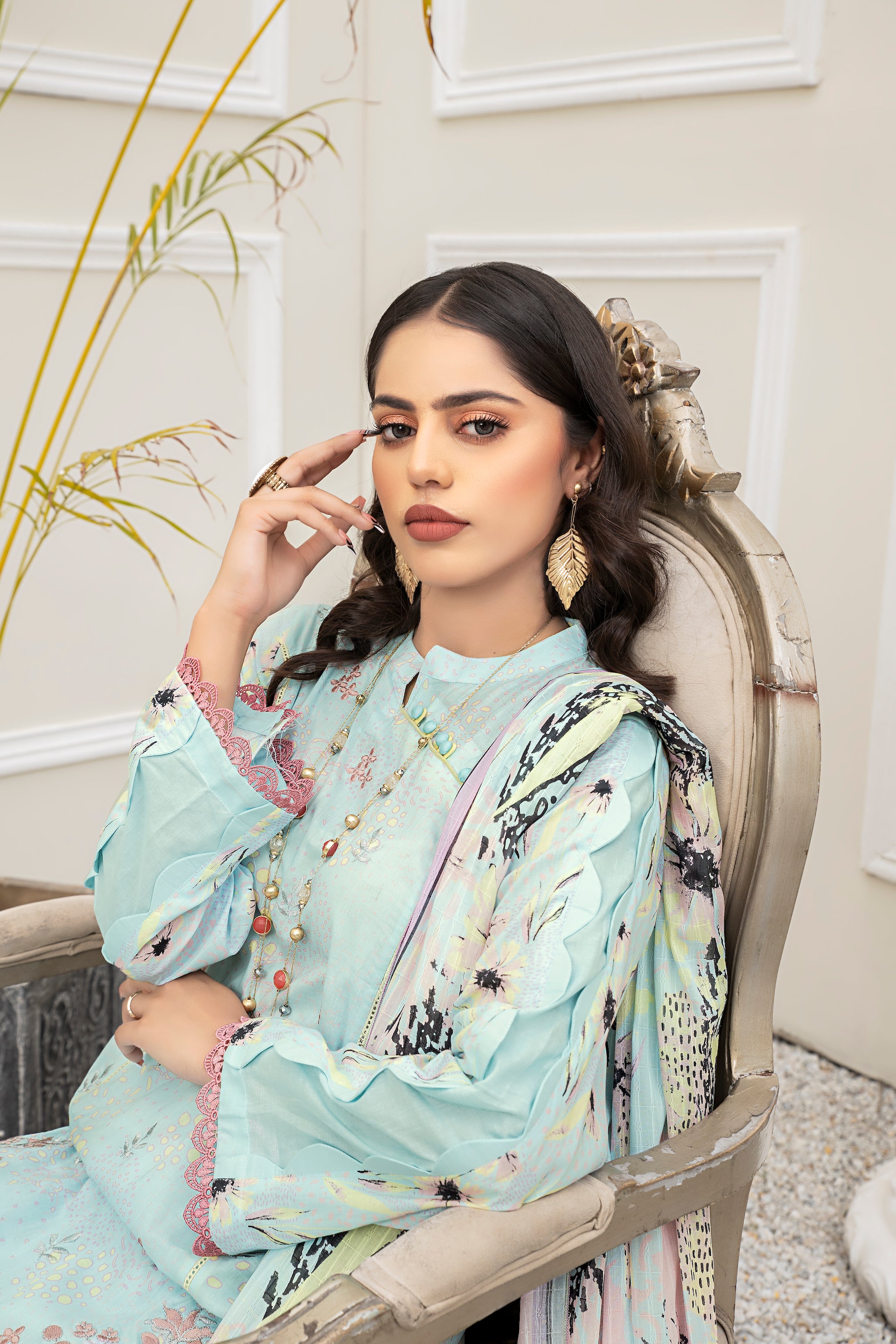 MAYA COLLECTION / 3PCS UNSTITCHED / EMBROIDERED LAWN SUMMER 24 BY SAFANOOR