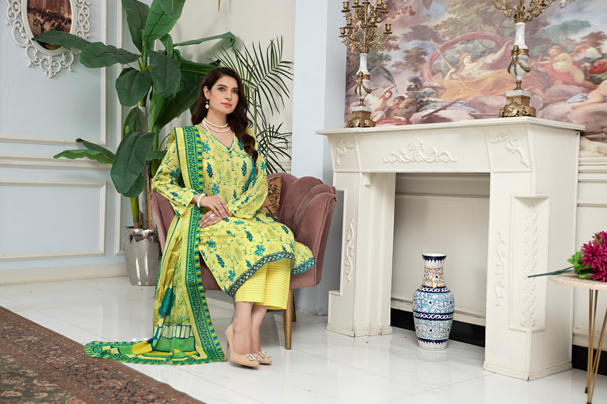 JAHAN AARA COLLECTION / 3PCS UNSTITCHED / PRINTED LAWN SUIT SUMMER 24' BY SAFANOOR