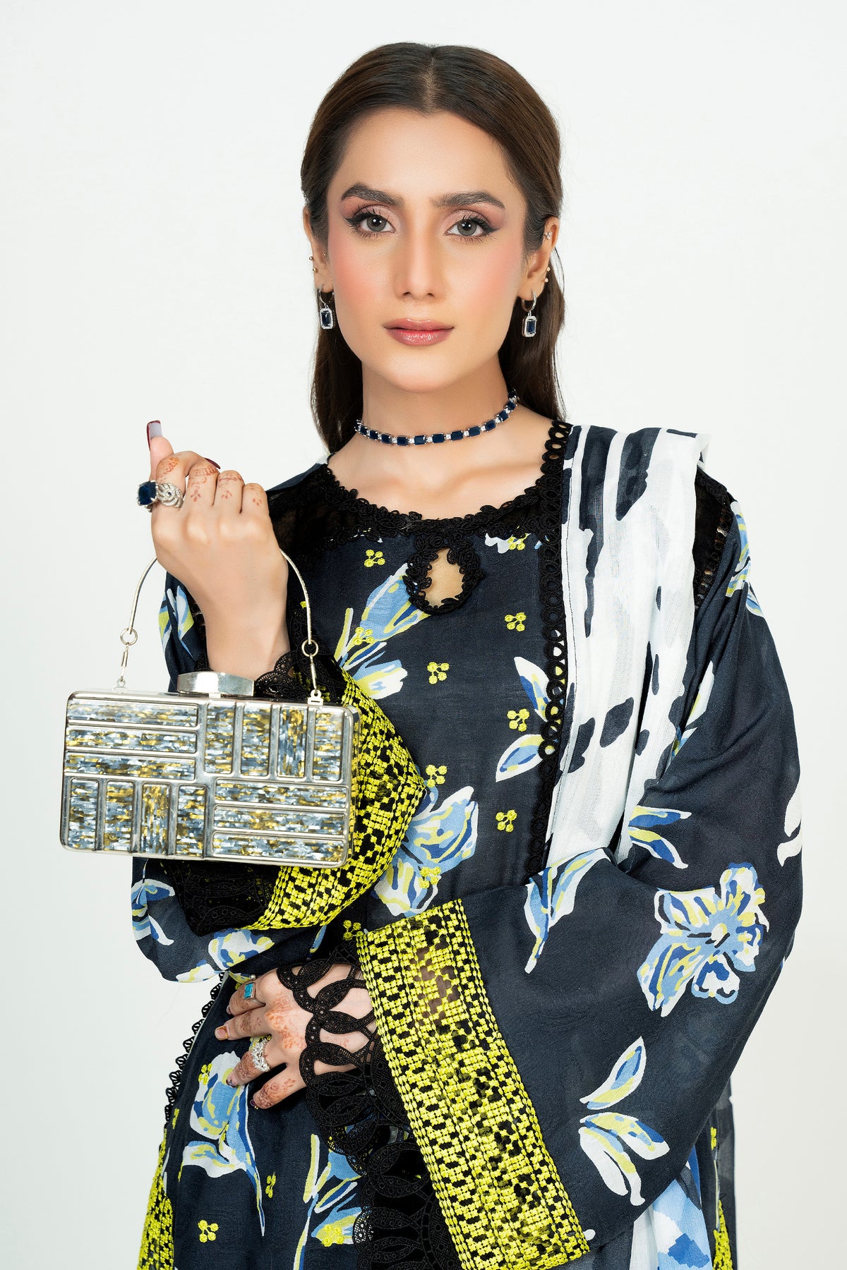 3 Piece Unstitched Black Embroidered Lawn Main image