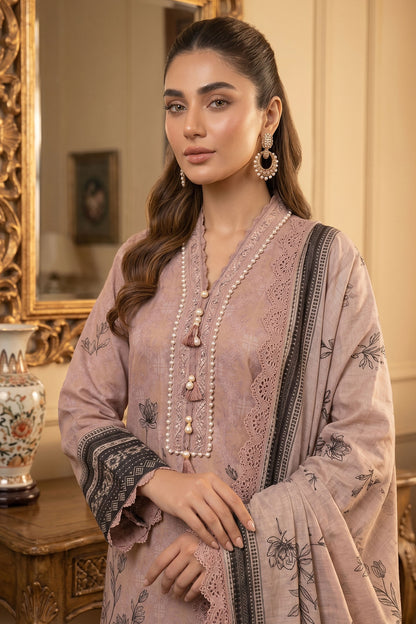 Rosy Brown 3 Piece Unstitched Premium Printed Lawn