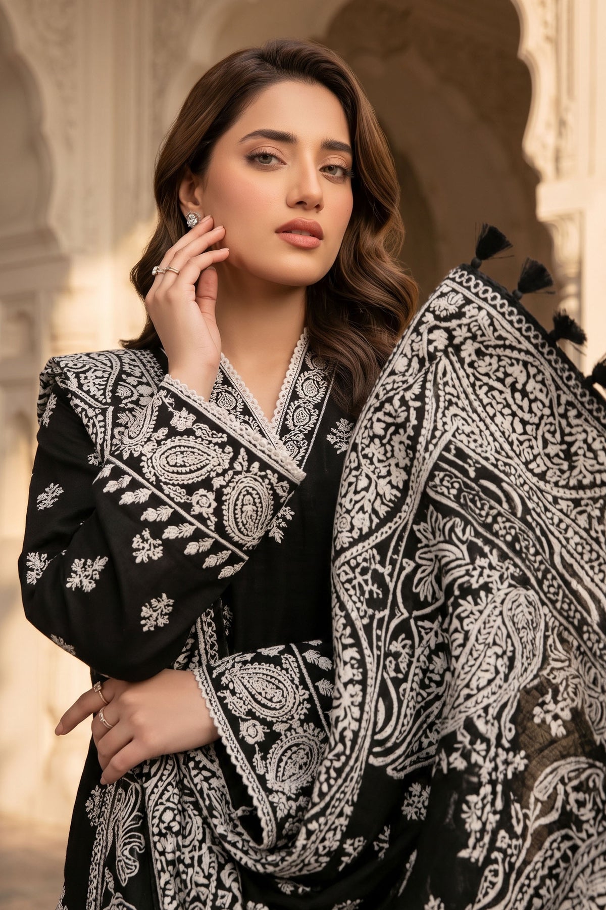 Unstitched Premium Printed 3-Piece Black Suit