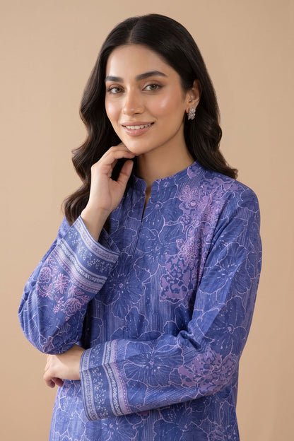 2 Piece Unstitched Printed Khaddar - Royal Blue