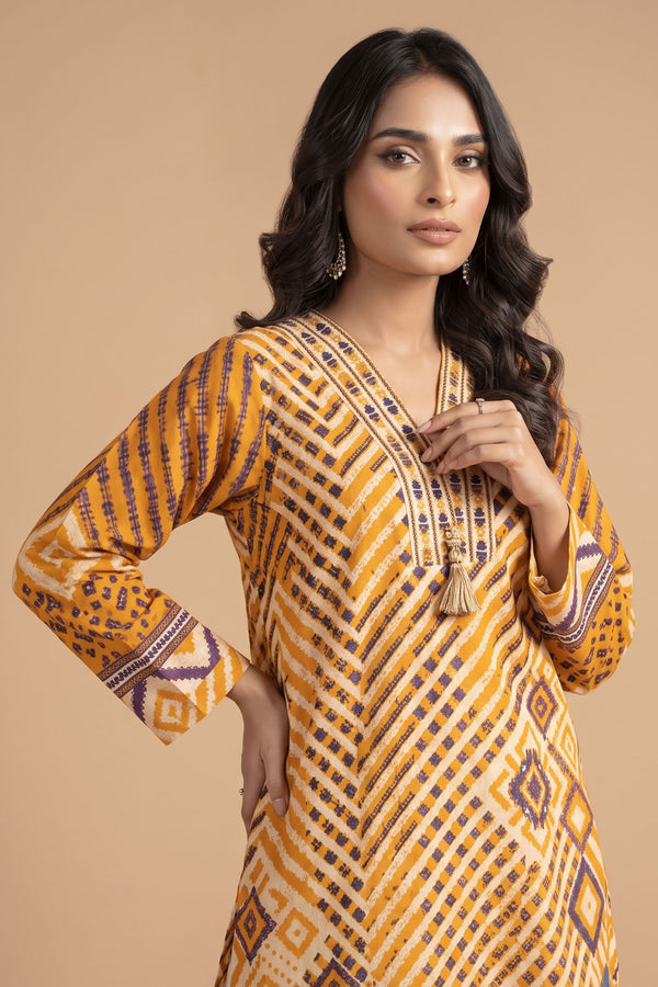 Grid Khaddar Unstitched 1 Piece Mustard
