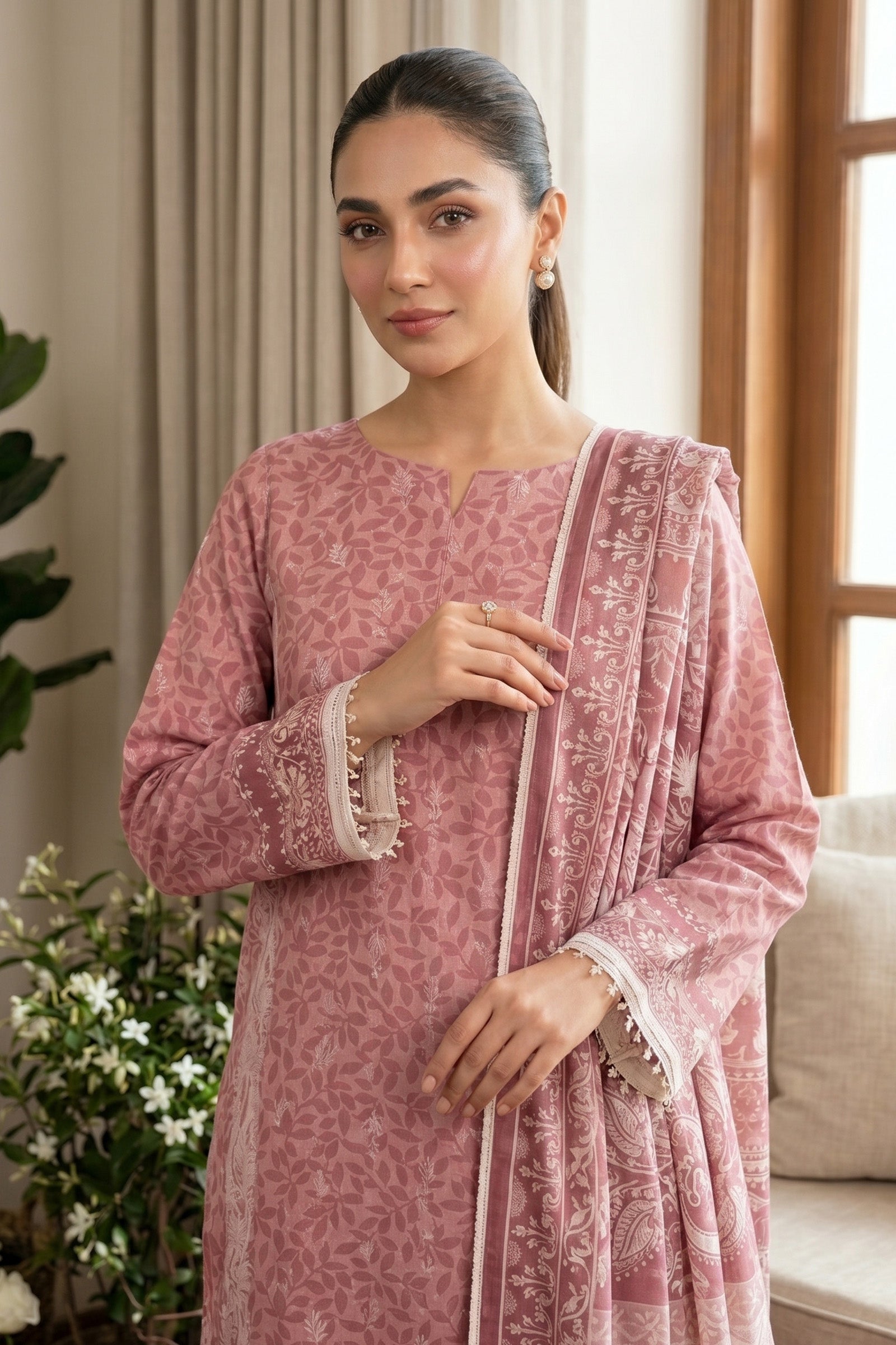 Copper Rose 3 Piece Unstitched Premium Printed Lawn Secondary image