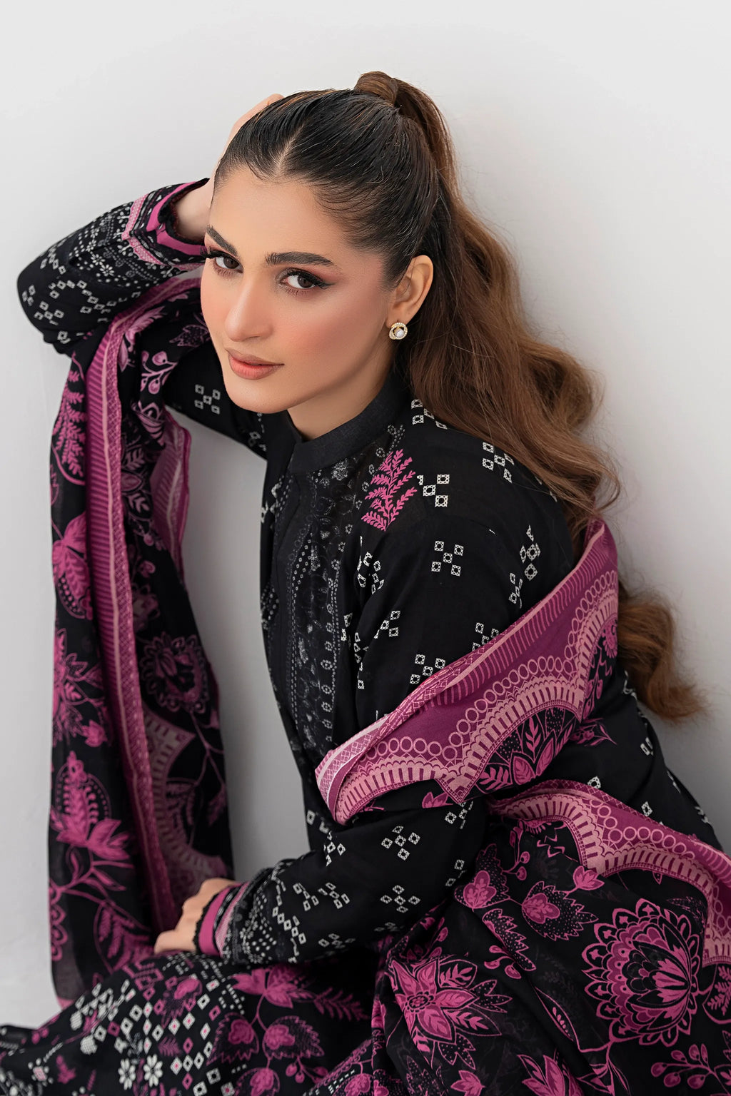 3 Piece Unstitched Black Premium Printed Lawn