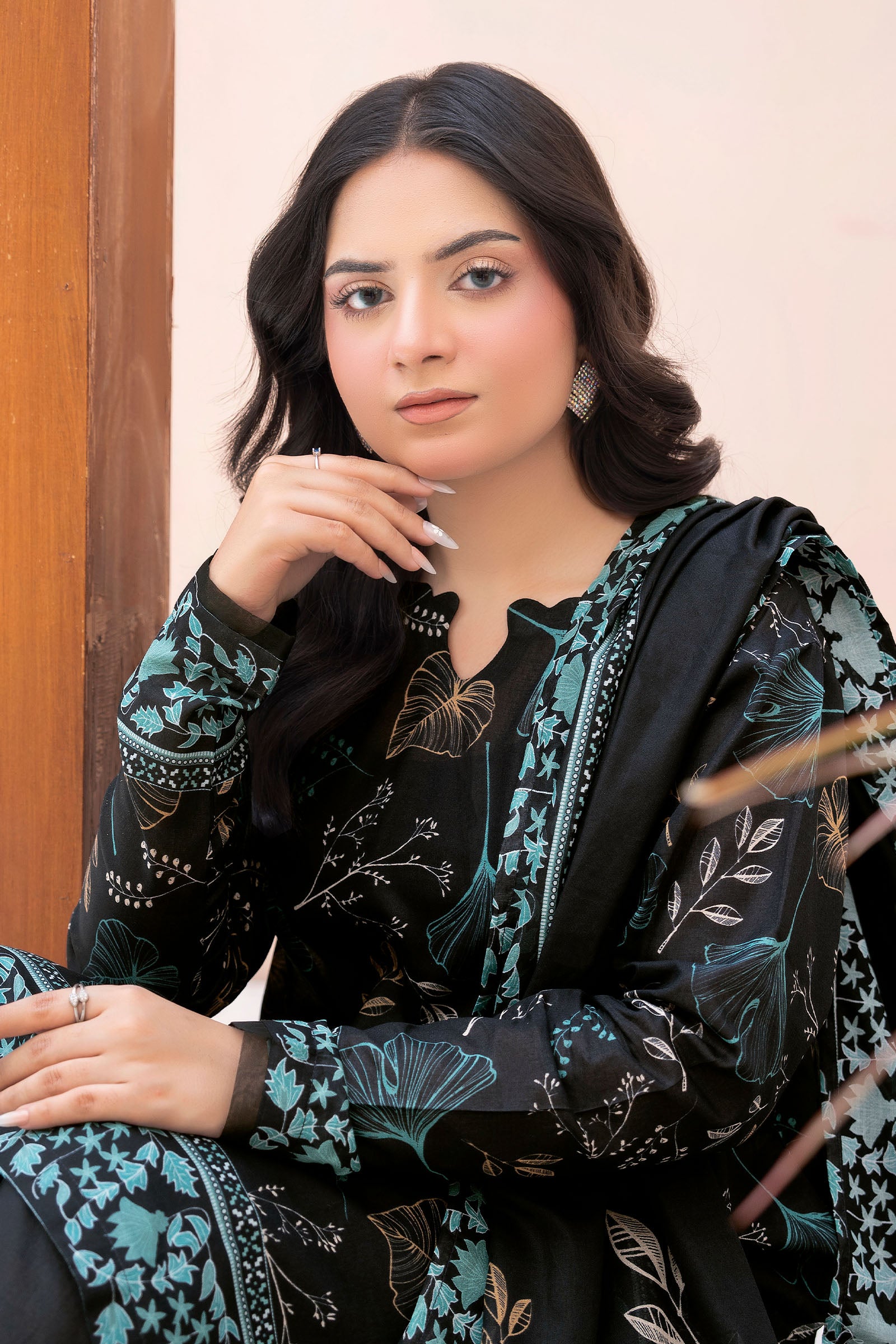 Black 3 Piece Unstitched Premium Printed Lawn