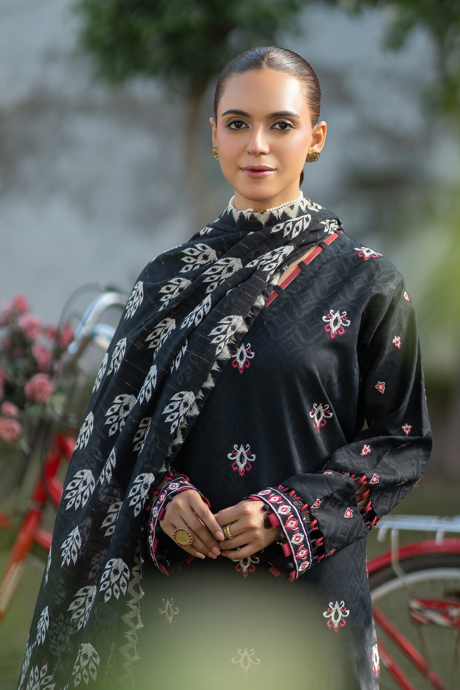 3 Piece Unstitched Black Premium Emb Lawn Secondary image