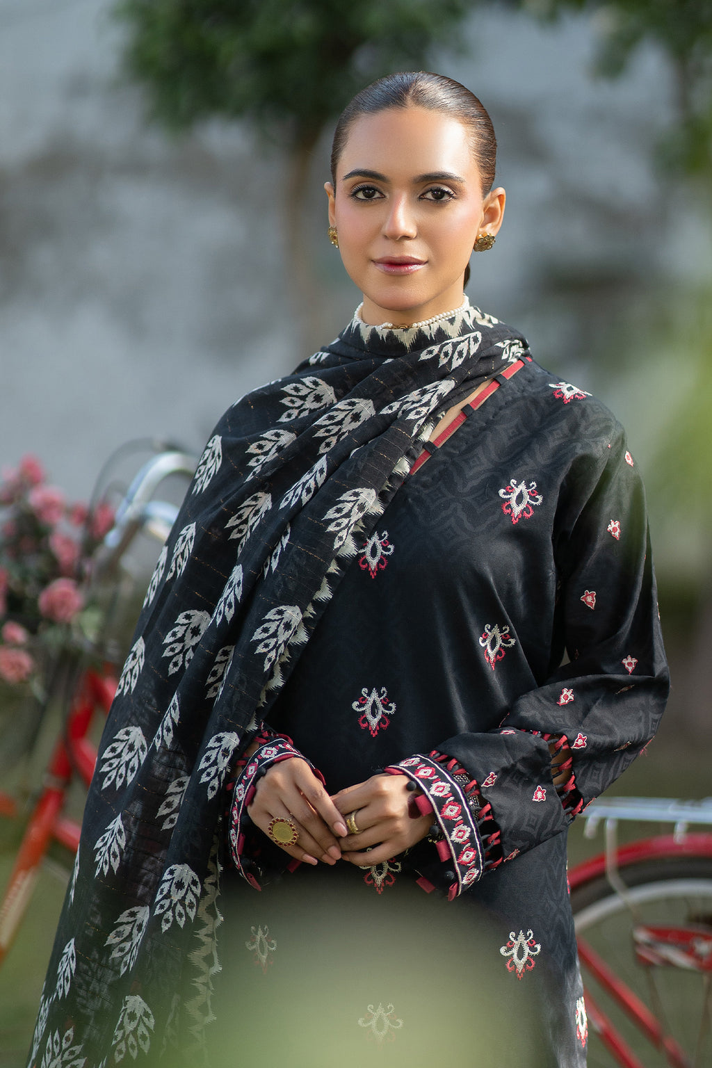 3 Piece Unstitched Black Premium Emb Lawn