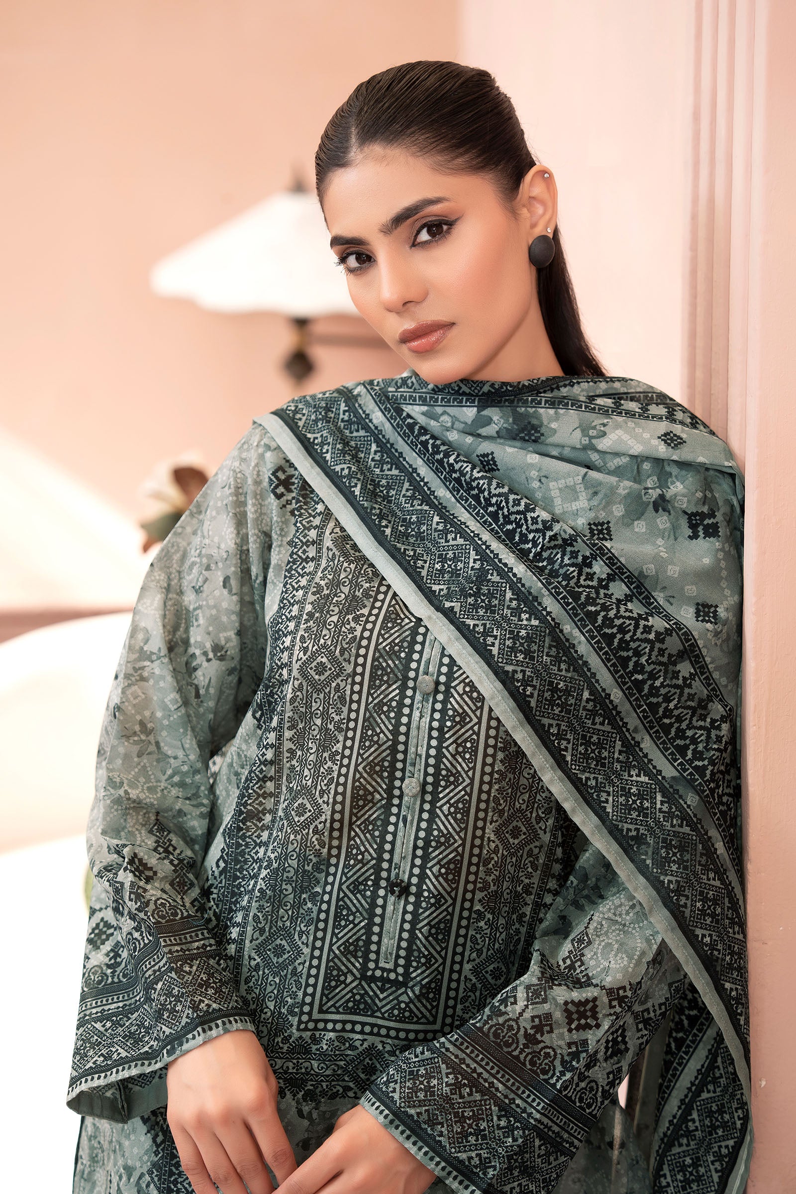 Gray 3 Piece Unstitched Premium Printed Lawn Secondary image