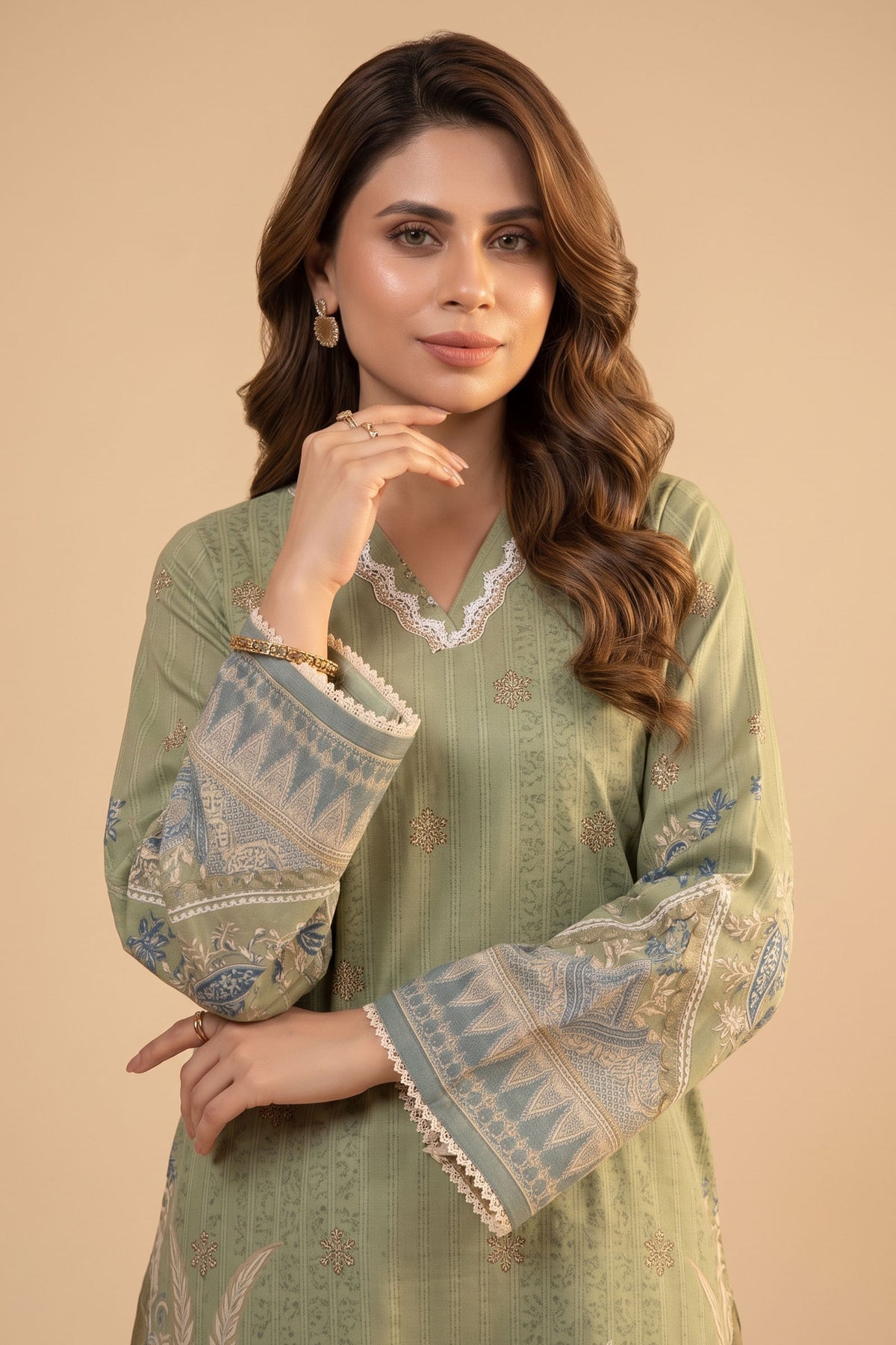 Camouflage Green 2 Piece Unstitched Dyed Embroidered Lawn