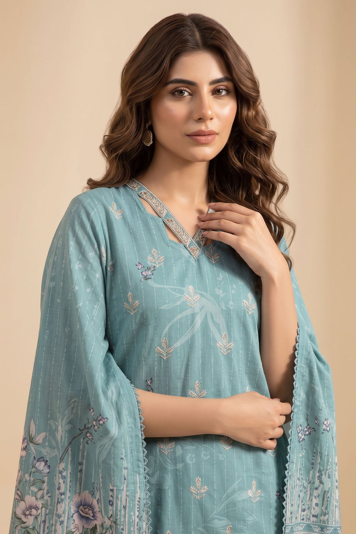 Moonstone Blue 2 Piece Unstitched Dyed Embroidered Lawn Main image
