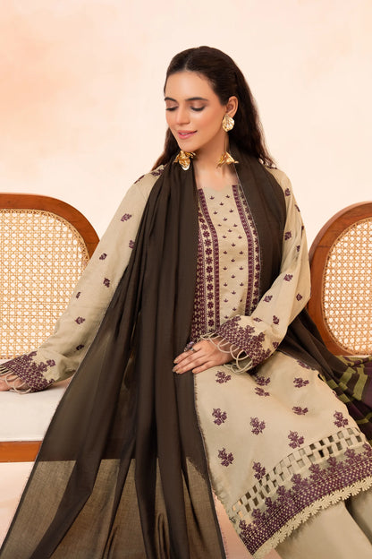 3 Piece Unstitched Burlywood Premium Emb Jacquard Lawn