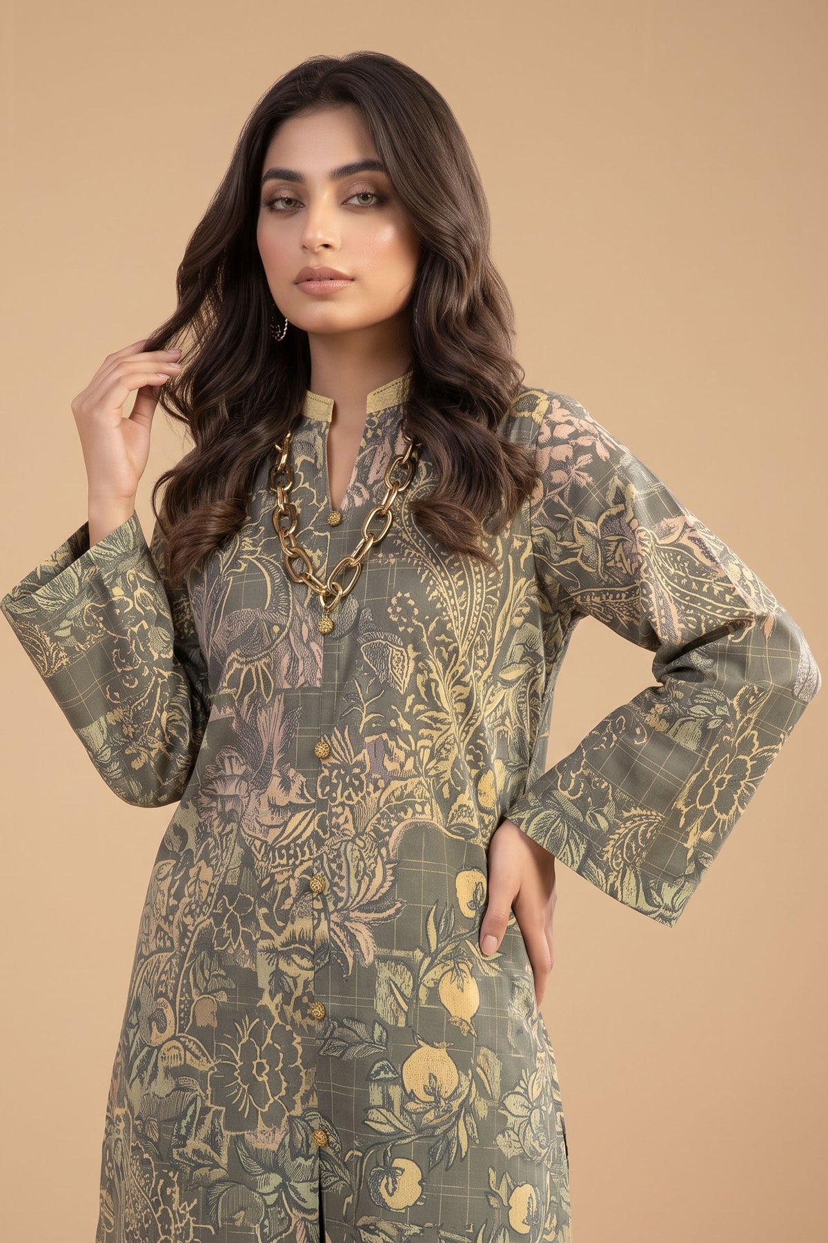 Grid Khaddar Unstitched 1 Piece Grey