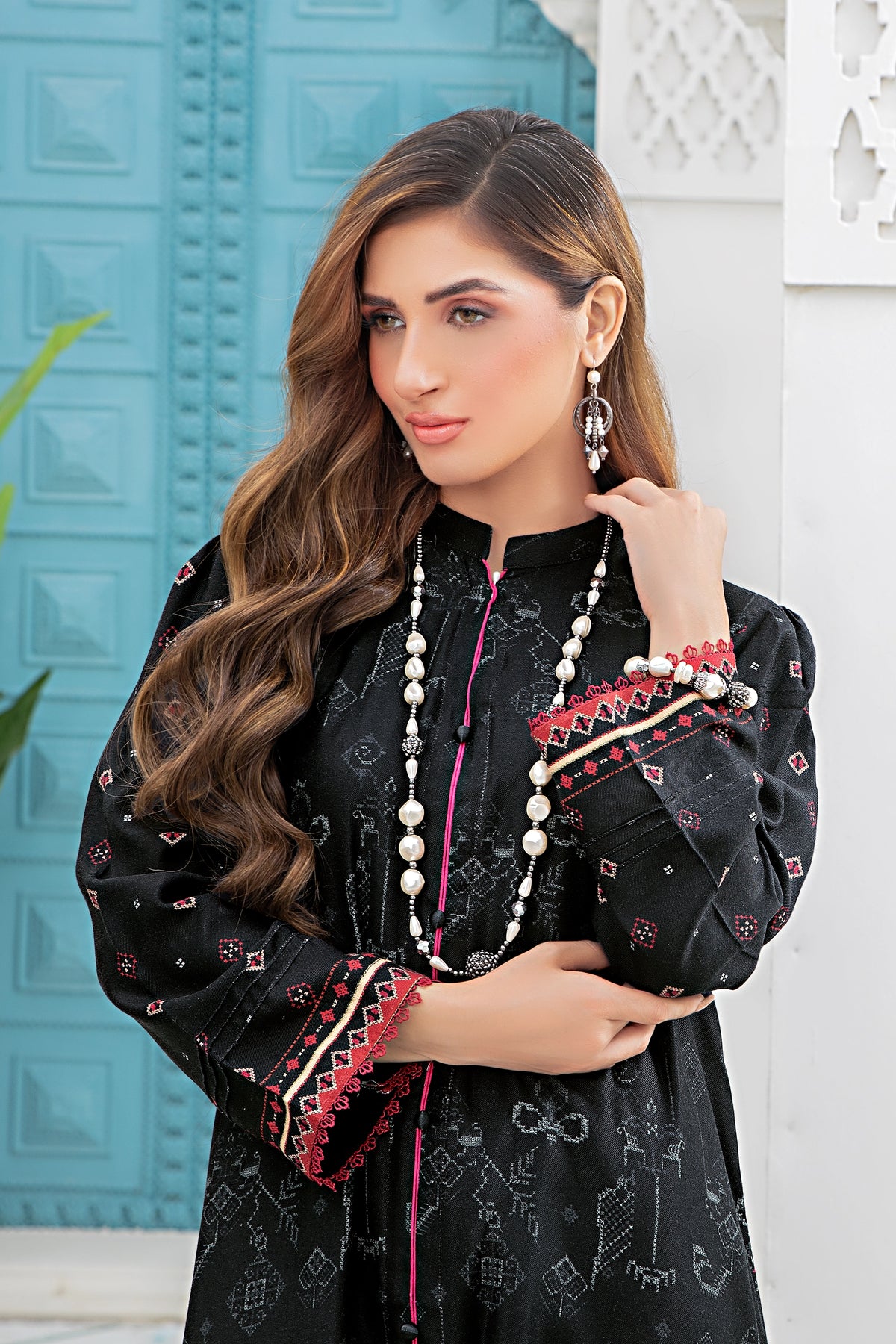 2 piece unstitched Black Twill Marina Suit - safa noor marina collection