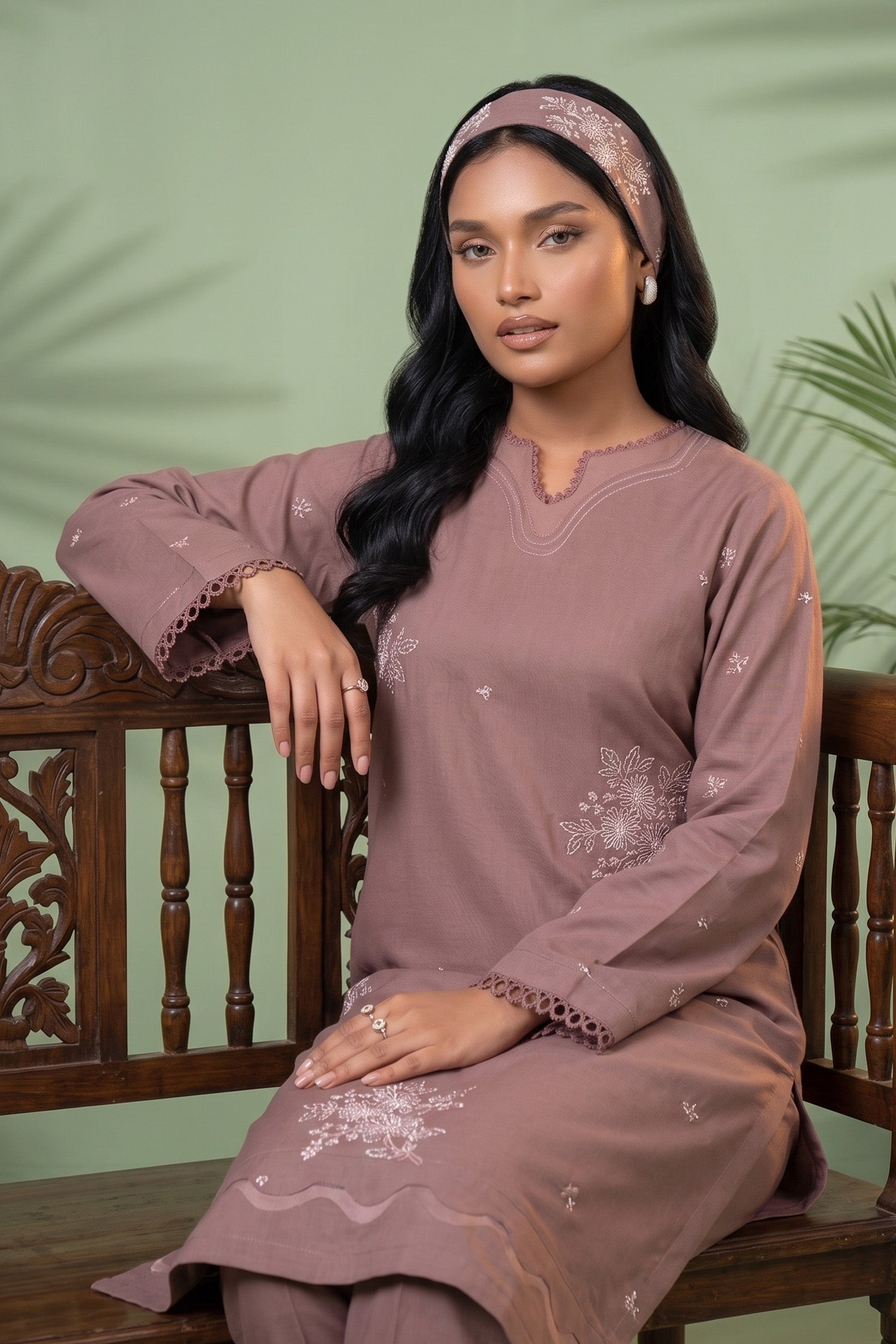 Light Mauve 2 Piece Unstitched Dyed Embroidered Lawn Secondary image
