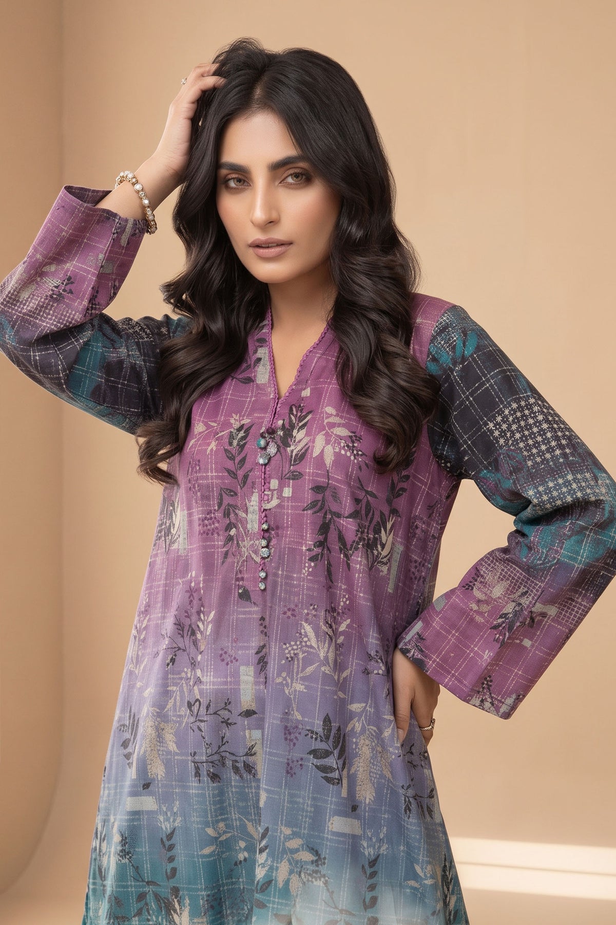 1 PIECE / SHIRT ONLY- GRID KHADDAR
