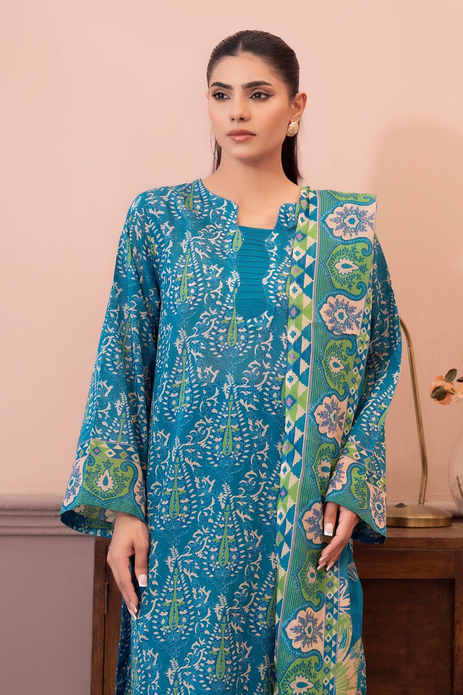 Blue 3 Piece Unstitched Premium Printed Lawn
