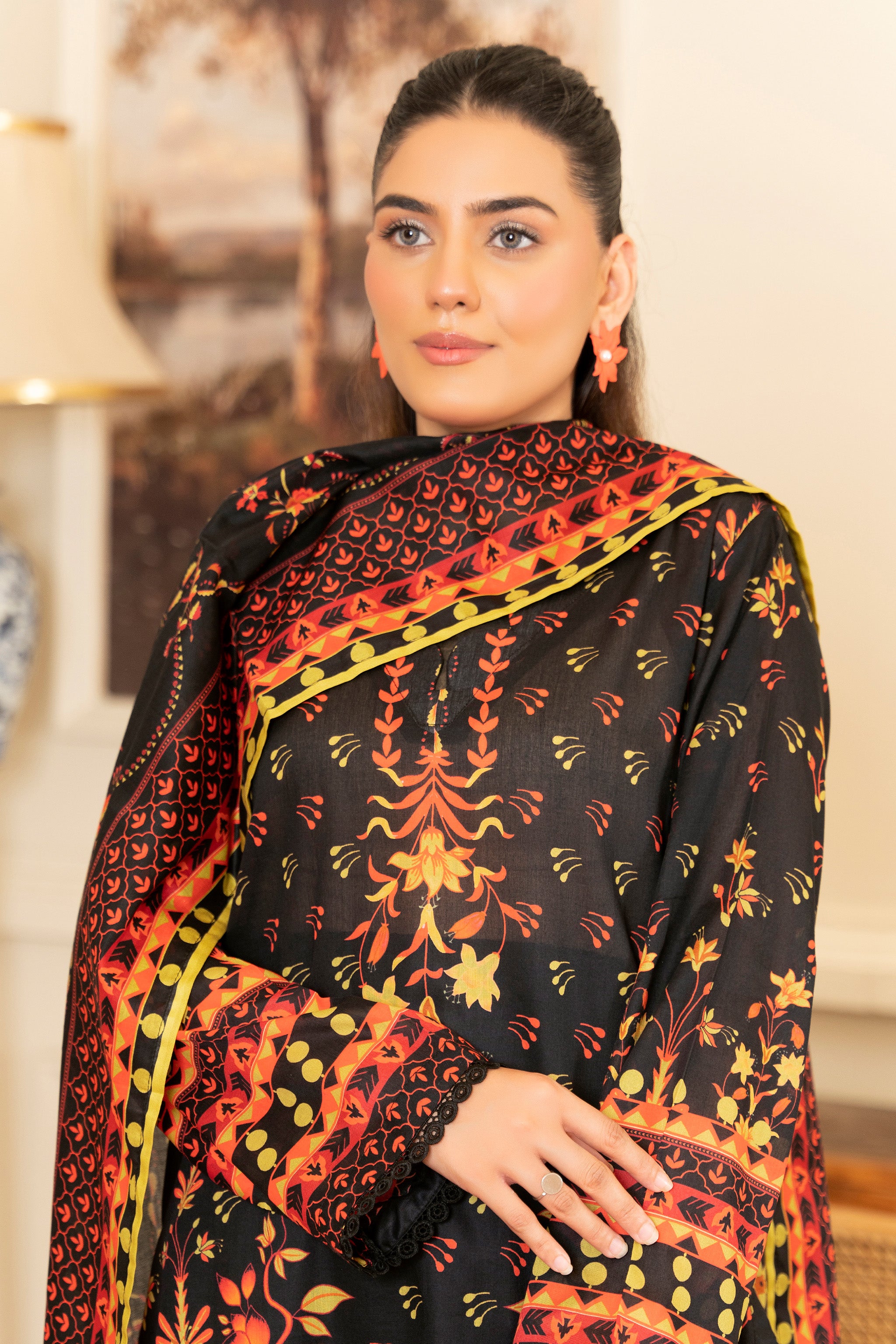 3 Piece Unstitched Black Printed Lawn Main image