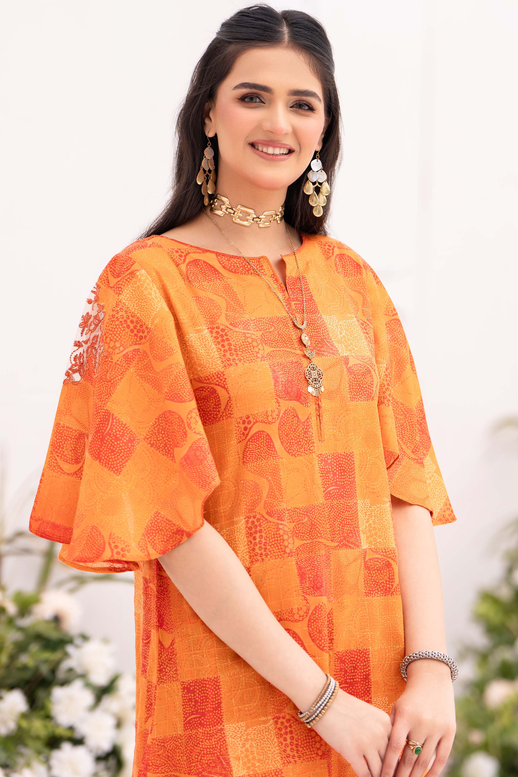 Jugnoo 1pcs unstitched collection digital grid lawn embroidered shirt summer 2024 by safanoor