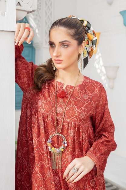 2 piece unstitched Faded Red Twill Marina Suit - safa noor marina collection