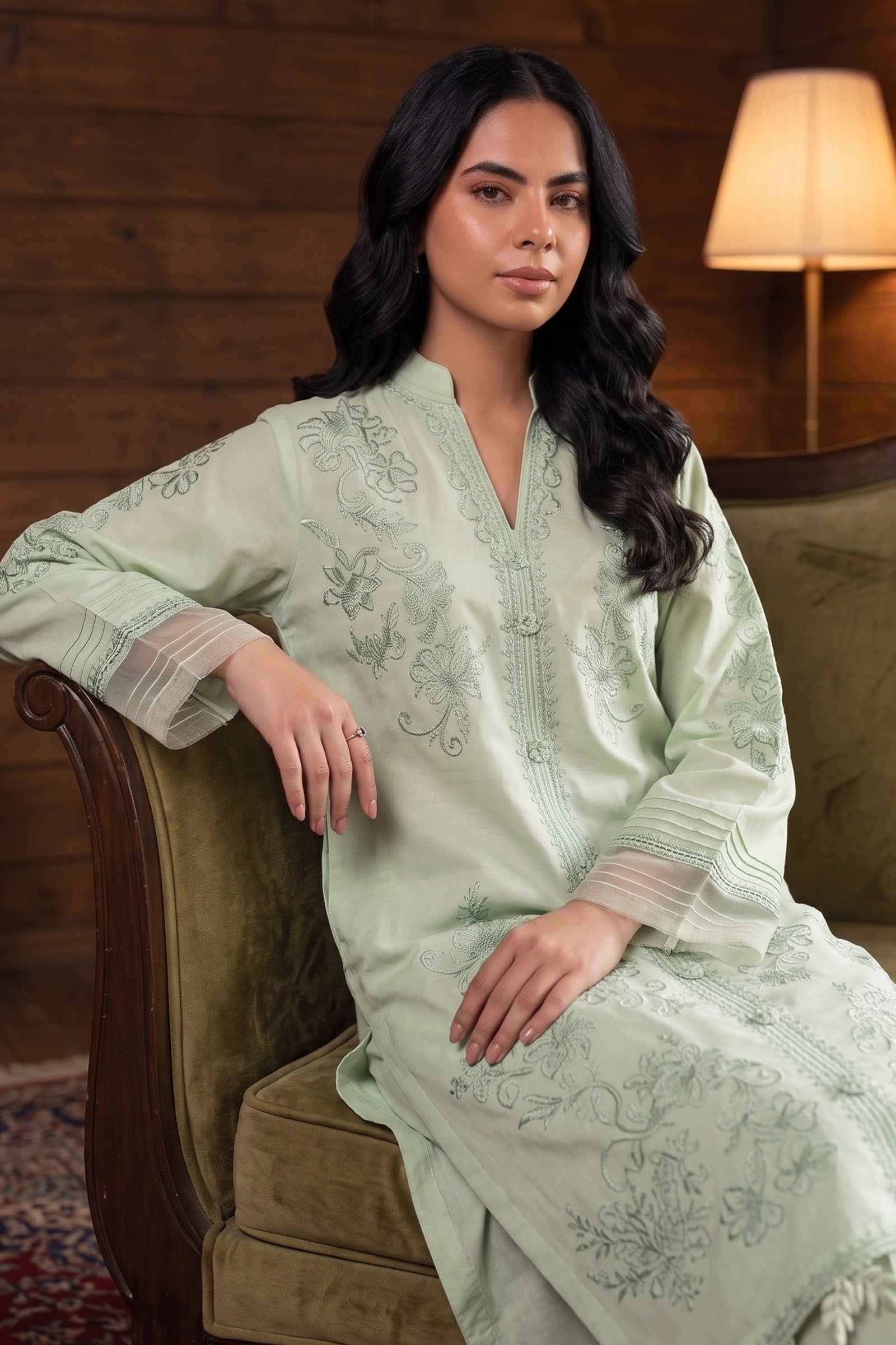 Clay Ash 2 Piece Unstitched Dyed Embroidered Lawn Secondary image