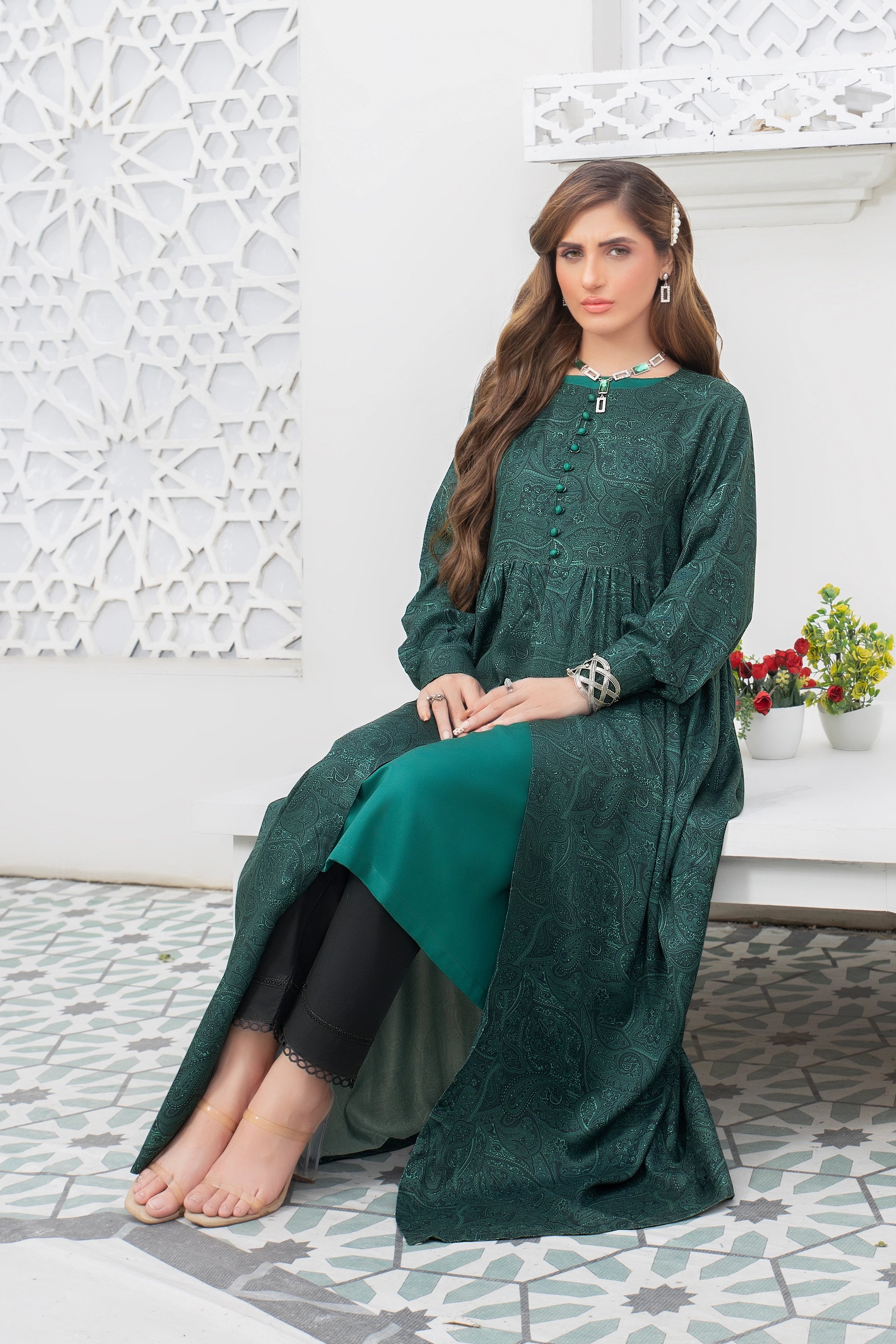 2 piece unstitched Slate Twill Marina Suit - safa noor marina collection