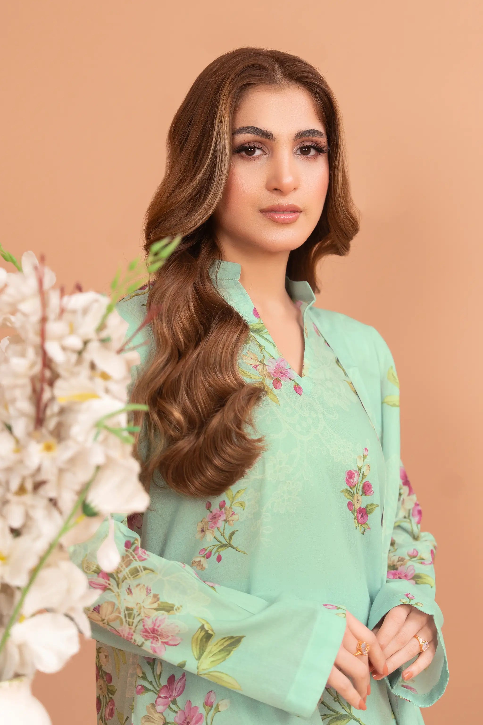 3 Piece Unstitched Turquoise Green Premium Printed Lawn