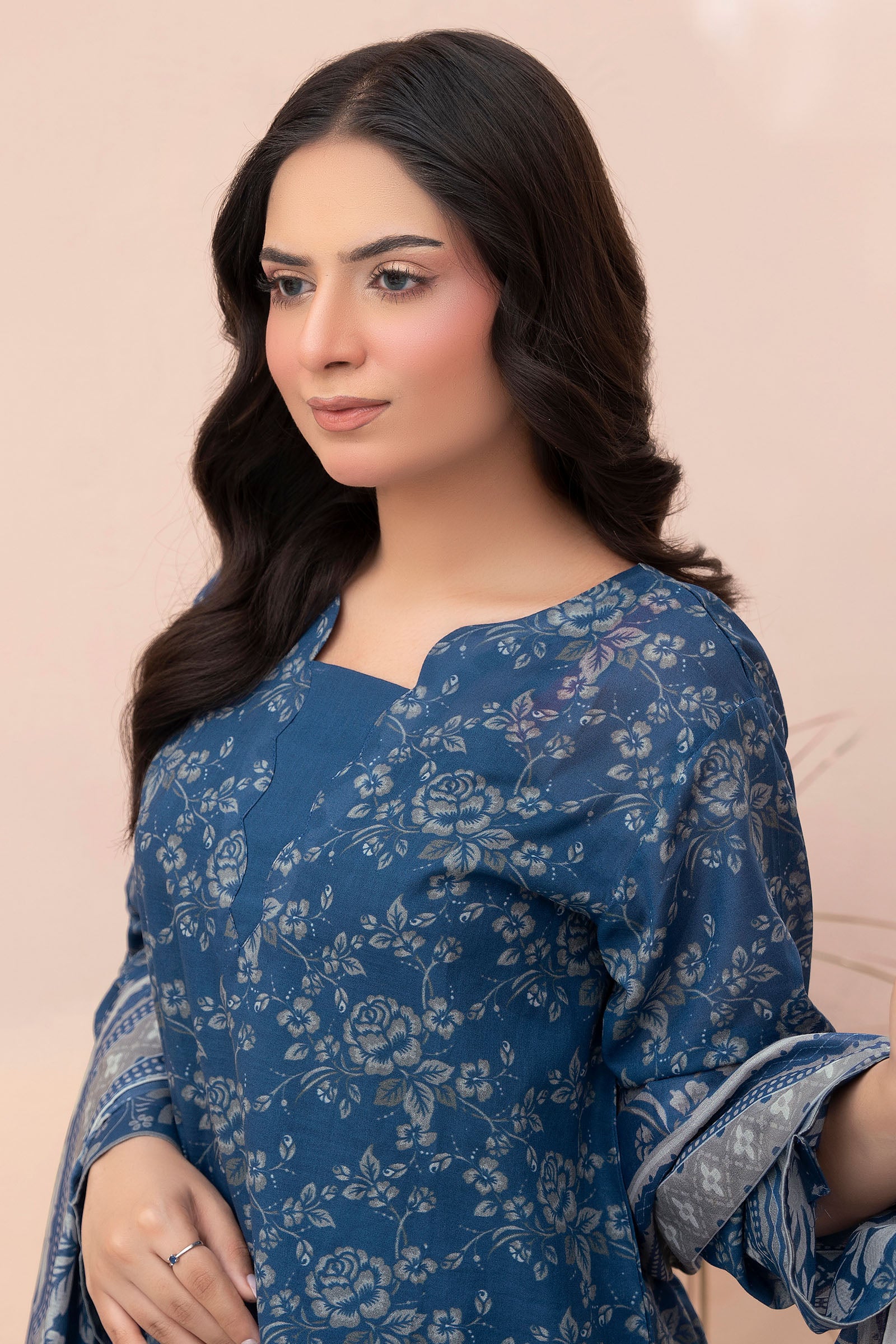 Blue 3 Piece Unstitched Premium Printed Lawn Secondary image
