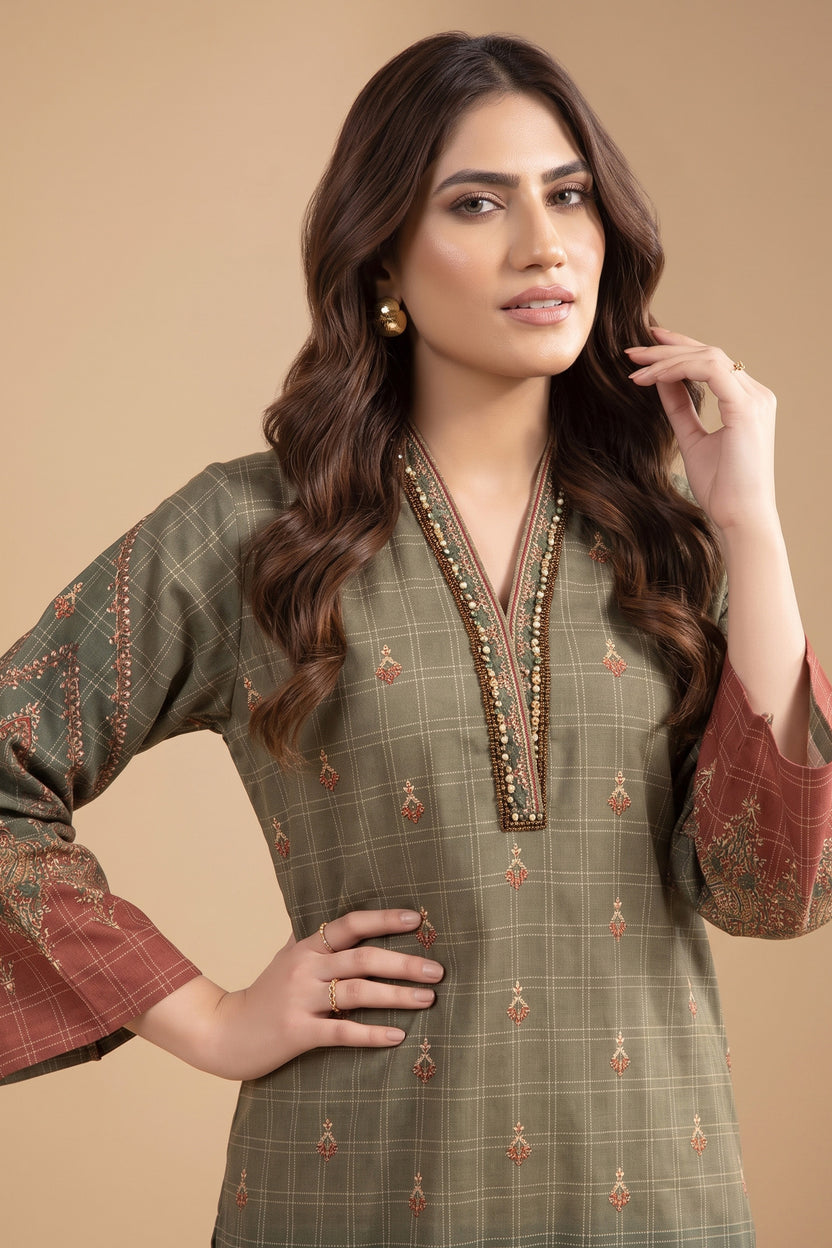 1 PIECE / SHIRT ONLY- GRID KHADDAR Secondary image