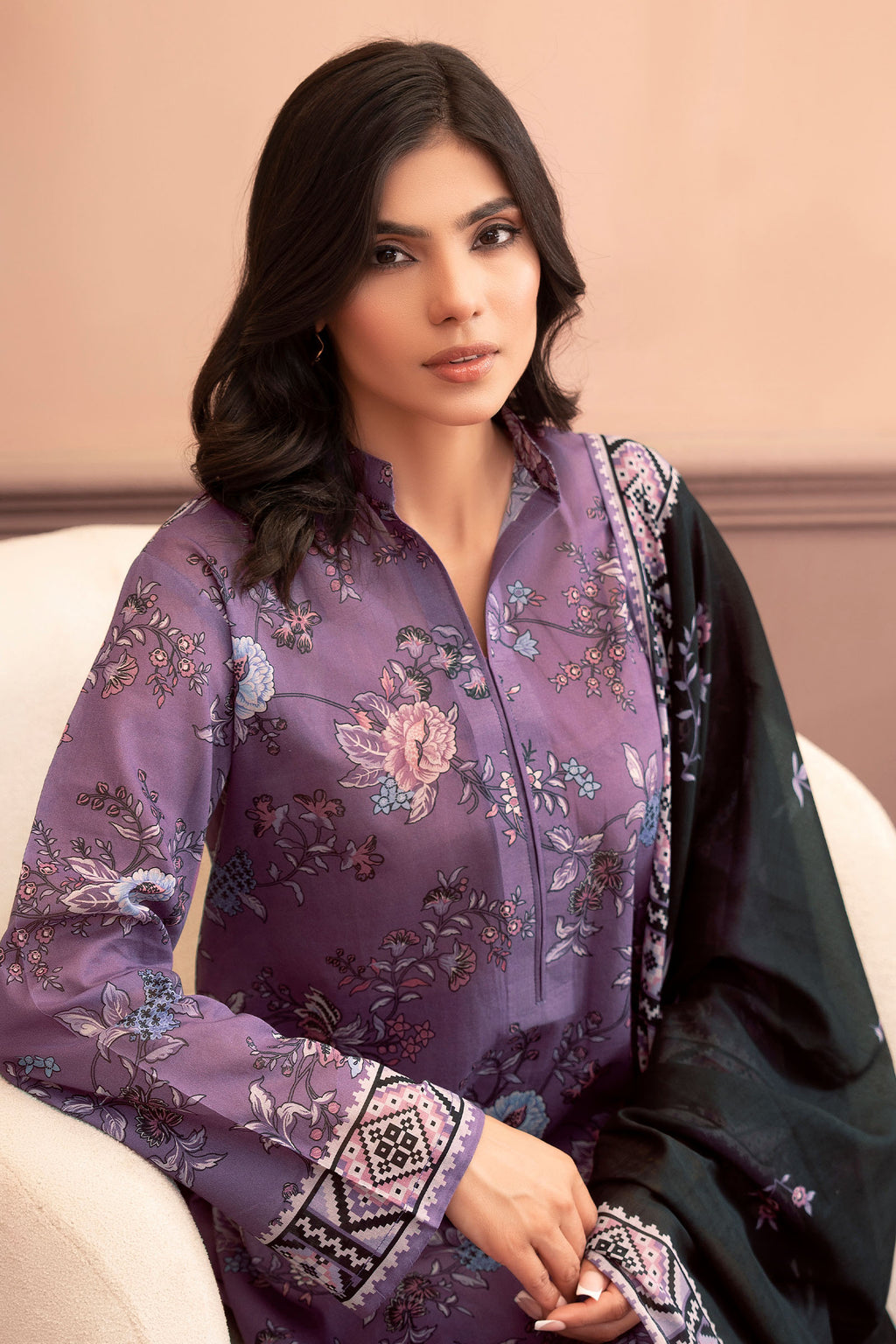 Lavender 3 Piece Unstitched Premium Printed Lawn