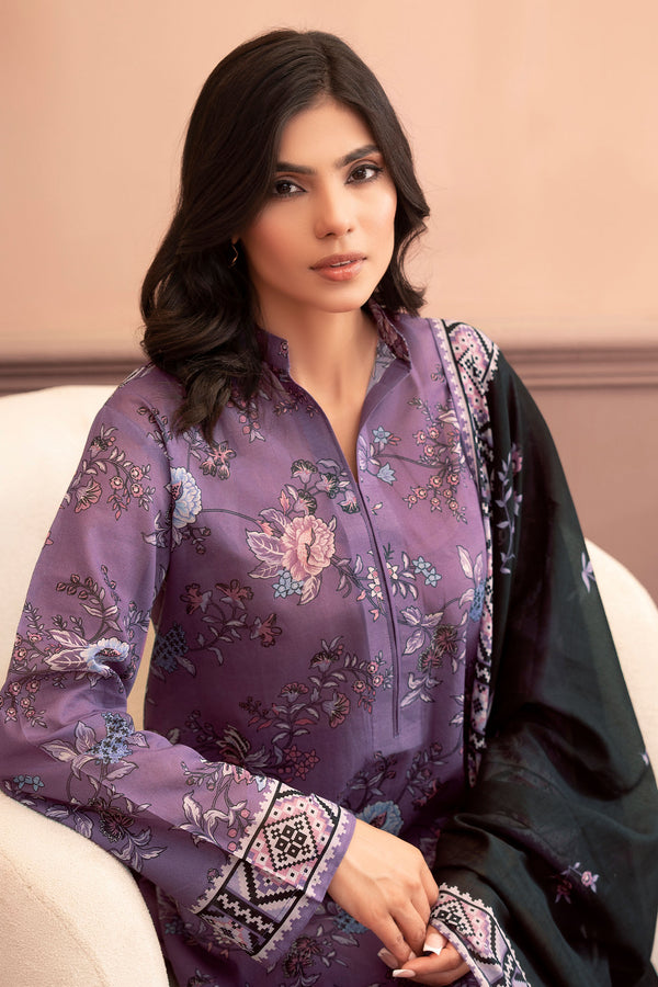 Lavender 3 Piece Unstitched Premium Printed Lawn