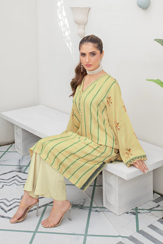 2 piece unstitched Winter Hazel Twill Marina Suit - safa noor marina collection