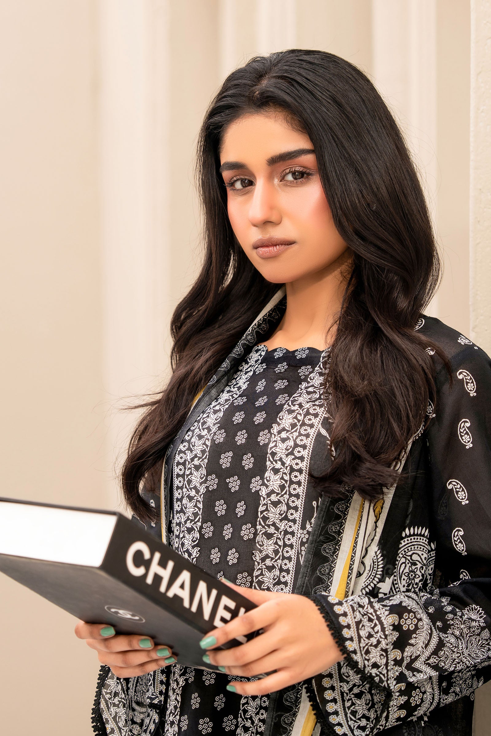 Black 3 Piece Unstitched Premium Printed Lawn