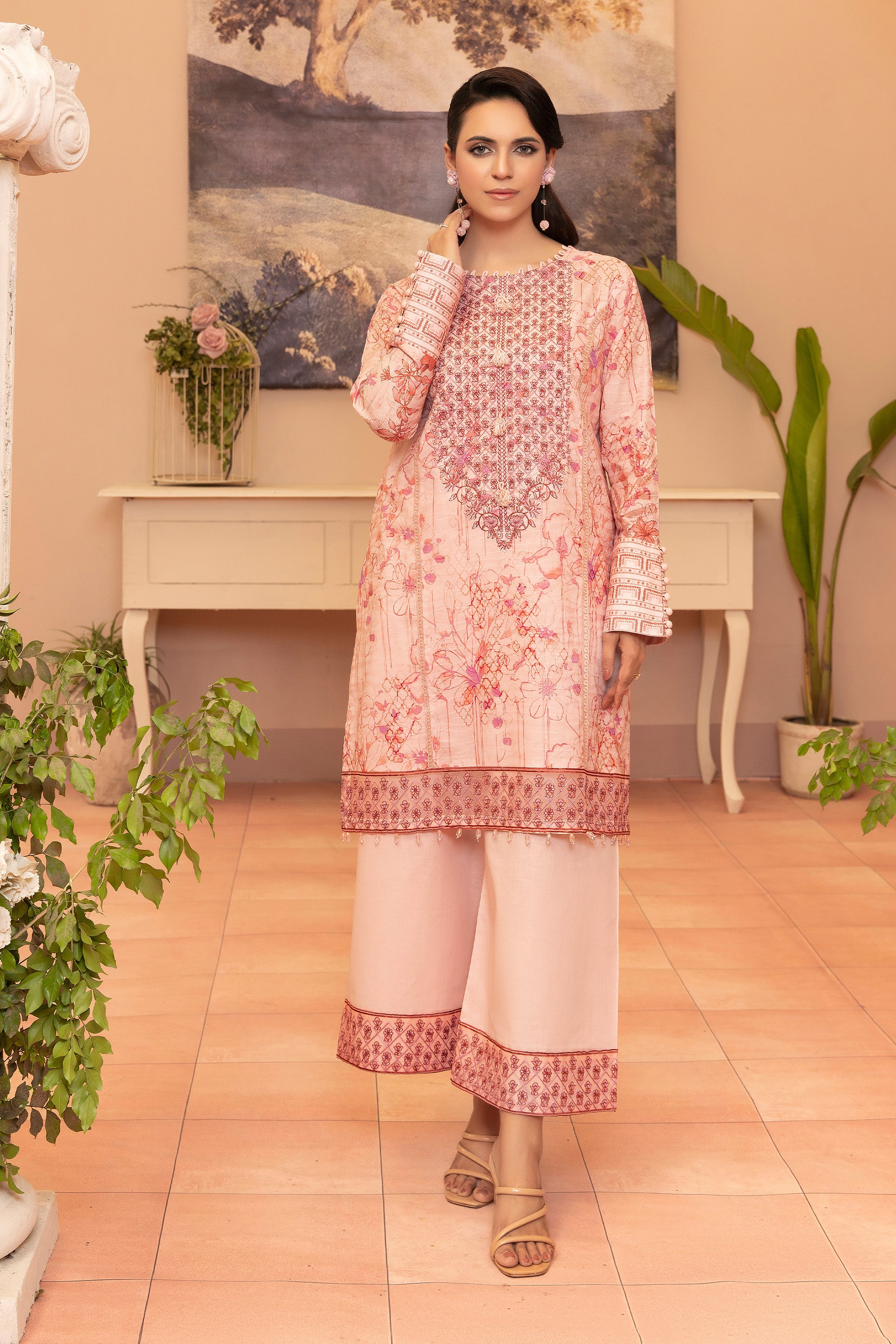 2 Piece Baby Pink Unstitched Embroidered Lawn - (Vol-37/06)2P-S-25-D6 - SAFANOOR
