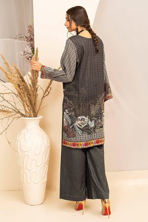 2 Piece Black Embroidered Cotton Unstitched - SafaNoor