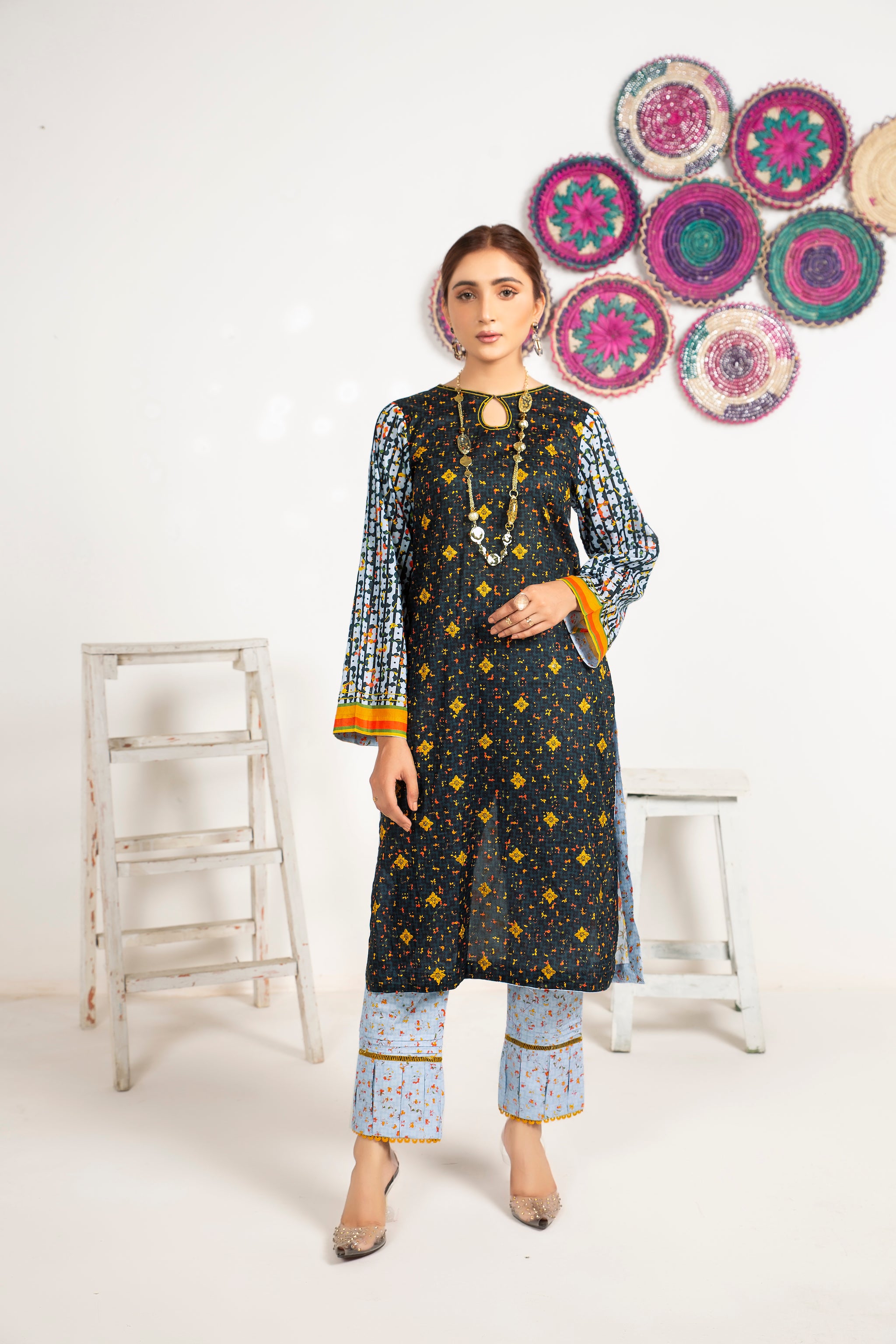 2 Piece Black Unstitched Digital Printed Lawn - (Vol-24/09)2P-S-24-D-9 - SAFANOOR