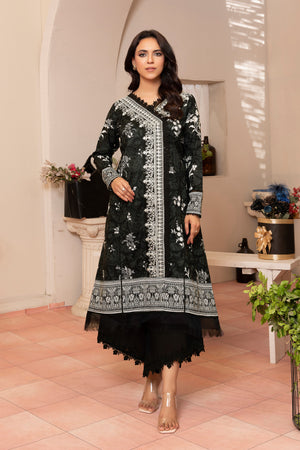 2 Piece Black Unstitched Embroidered Lawn - (Vol-37/06)2P-S-25-D10 - SAFANOOR
