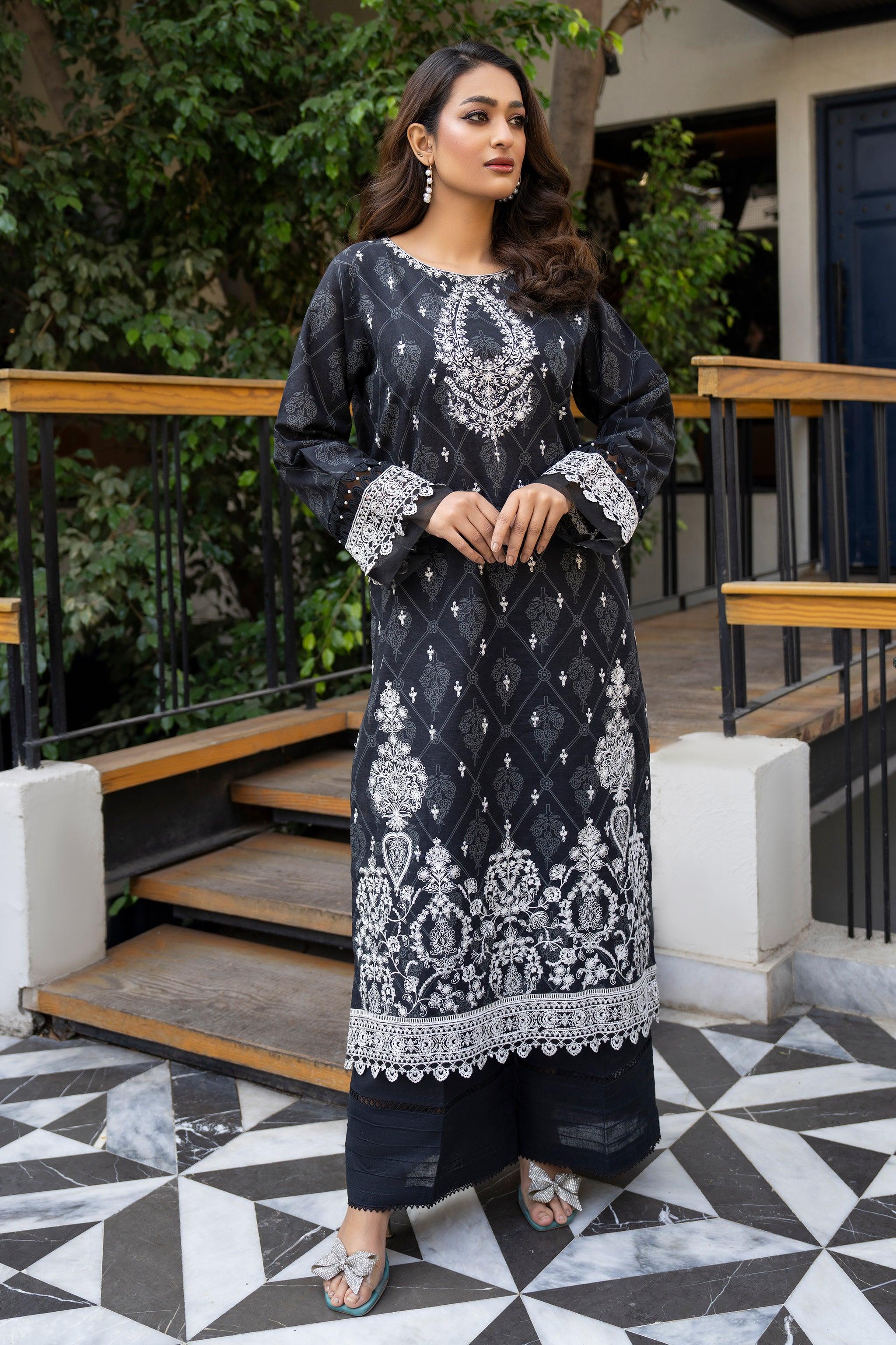  2 Piece Black Unstitched Naps Khaddar - (Vol-31/07/08)2P-W-24-D5 - SAFANOOR