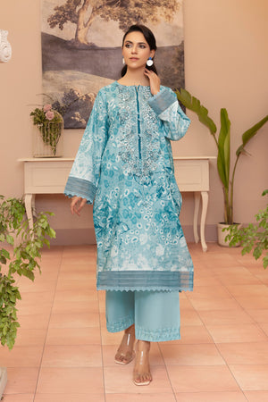 2 Piece Blue Unstitched Embroidered Lawn - (Vol-37/06)2P-S-25-D11 - SAFANOOR