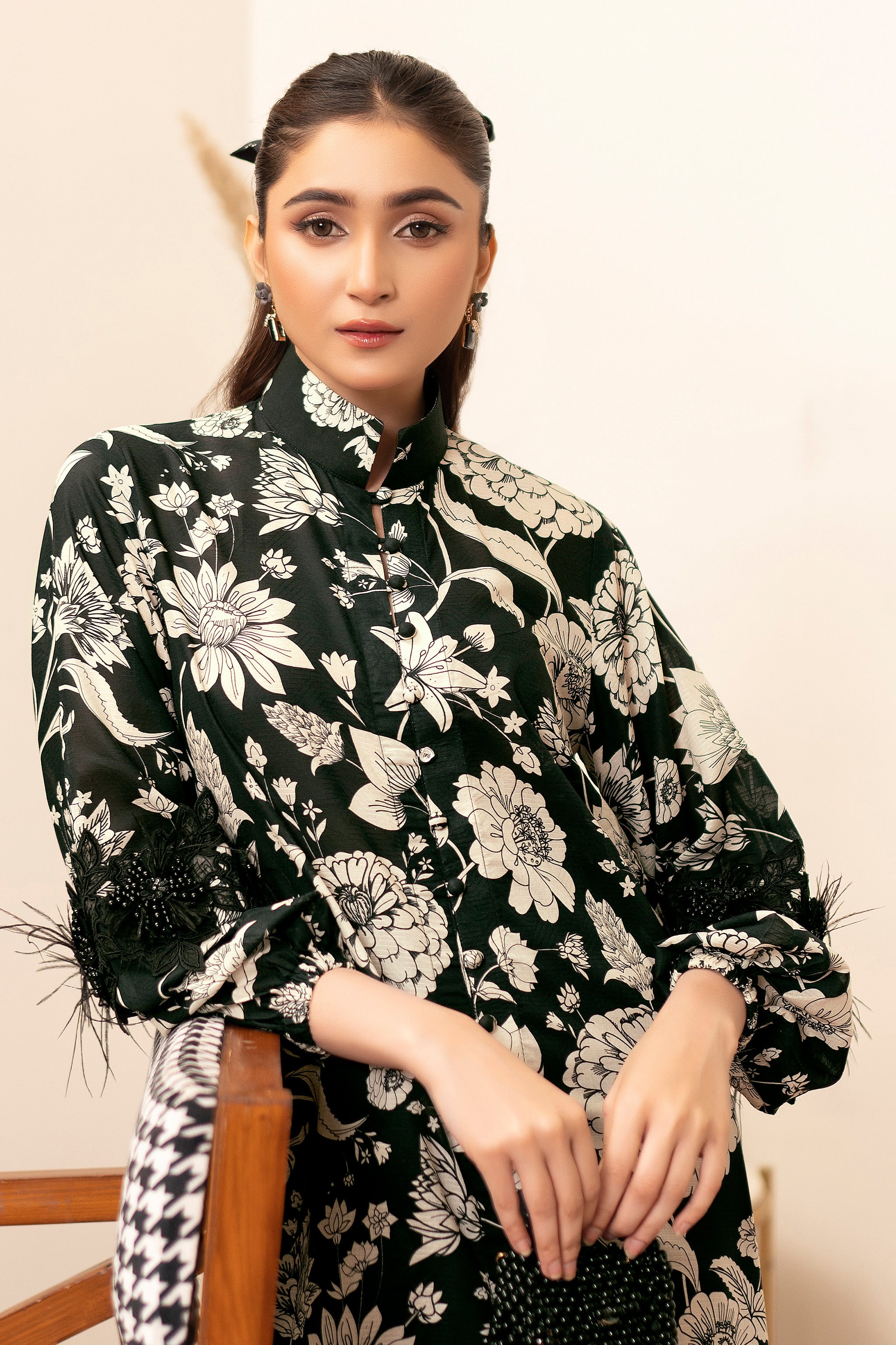2 Piece Chic Black Unstitched Self Jacquard Lawn - (Vol-38/04)2P-S-25-D3 - SAFANOOR