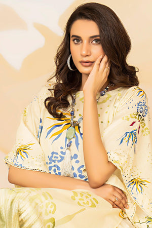 2 Piece Cream Embroidered Cotton Unstitched - SafaNoor