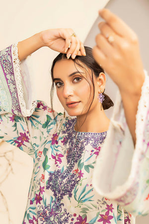 2 Piece White Embroidered Cotton Unstitched - SafaNoor