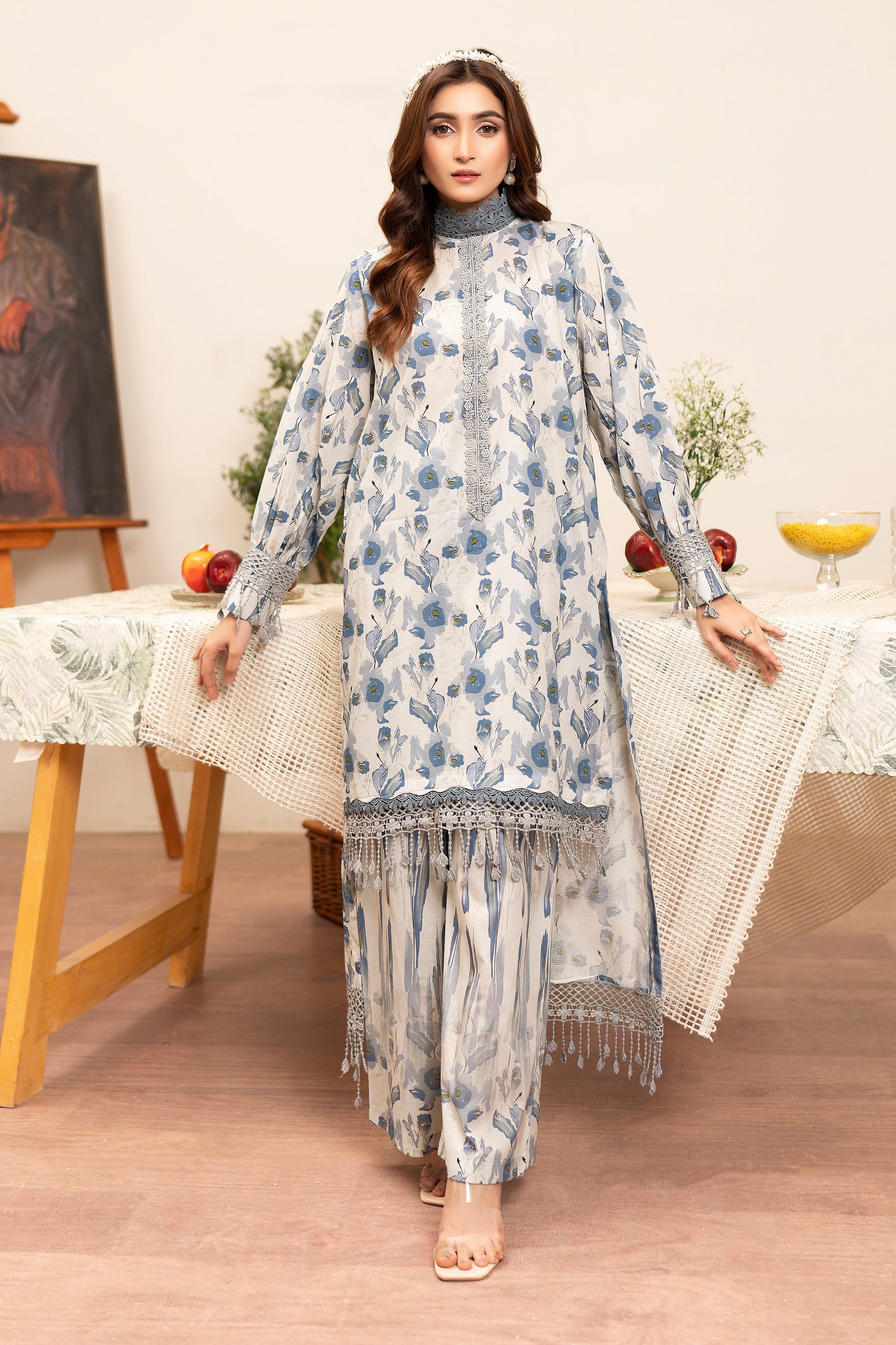 2 Piece Gray Unstitched Self Jacquard Lawn - (Vol-38/04)2P-S-25-D9 - SAFANOOR Main image