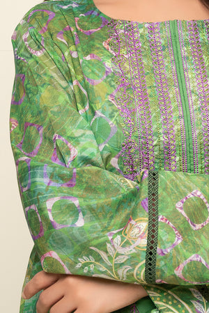 2 Piece Green Unstitched Embroidered Lawn - (Vol-39/14)2P-S-25-D3 - SAFANOOR