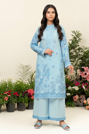 2 Piece Ice Blue Unstitched Embroidered Lawn - (Vol-39/14)2P-S-25-D6 - SAFANOOR