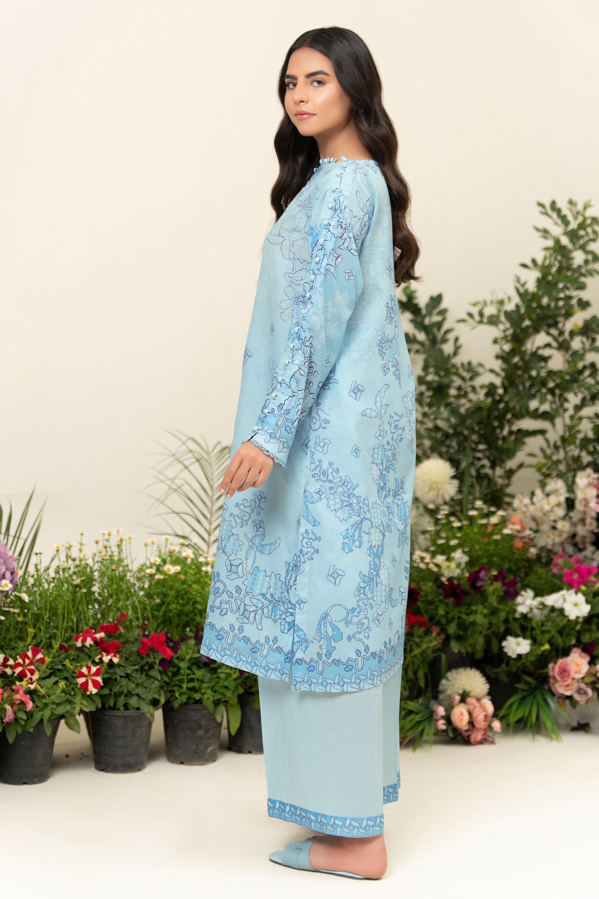 2 Piece Ice Blue Unstitched Embroidered Lawn - (Vol-39/14)2P-S-25-D6 - SAFANOOR